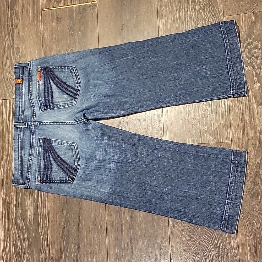 ❤ 7 FOR ALL MANKIND VUNTAGE Y2K DOJO CROP WIDE LEG CAPRI JEANS, 6 (28) - Picture 5 of 5